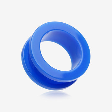 A Pair of Neon Colored UV Acrylic Screw-Fit Ear Gauge Tunnel Plug-Blue